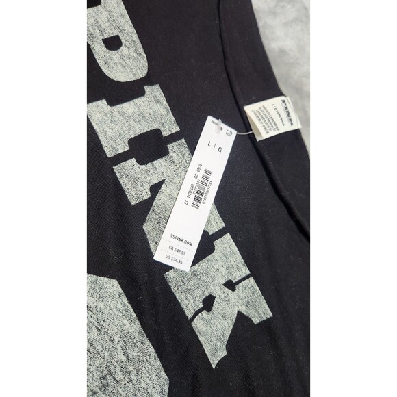 Victoria's Secret L Black 86 Campus Cotton Off The Shoulder Tee NWT - Picture 2 of 8